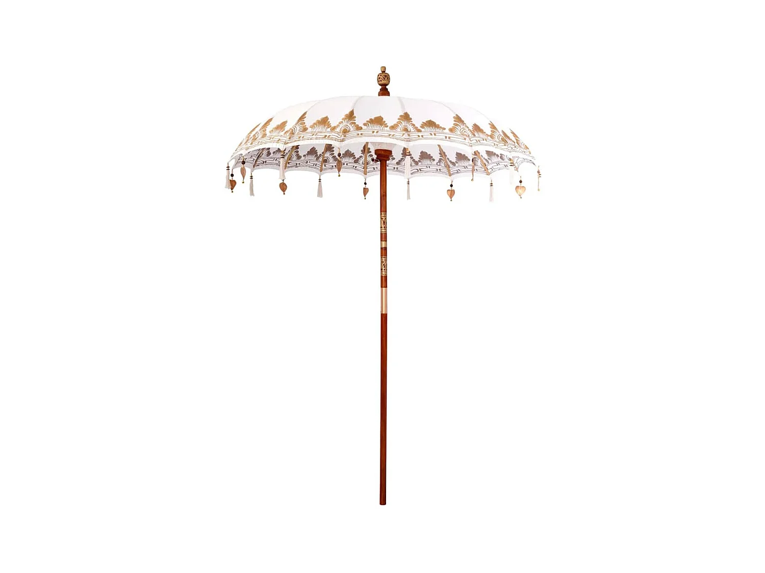 Parasol de jardin-Parasol balinais Crème (180-190) x 260 cm Coton et bois massif