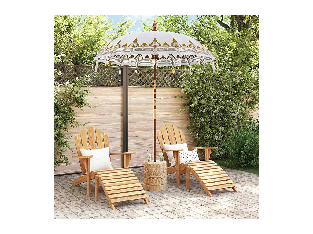 Parasol de jardin-Parasol balinais Crème (180-190) x 260 cm Coton et bois massif