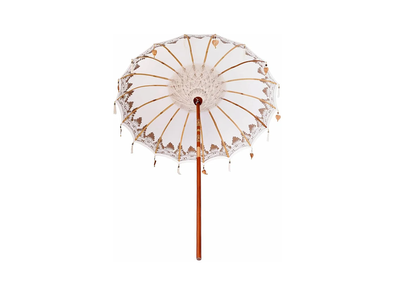 Parasol de jardin-Parasol balinais Crème (180-190) x 260 cm Coton et bois massif