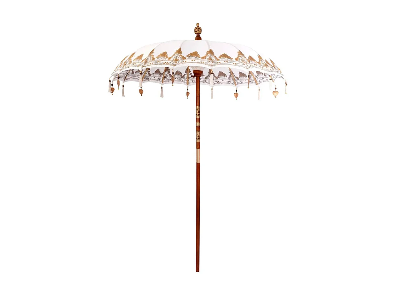 Parasol de jardin-Parasol balinais Crème (180-190) x 260 cm Coton et bois massif