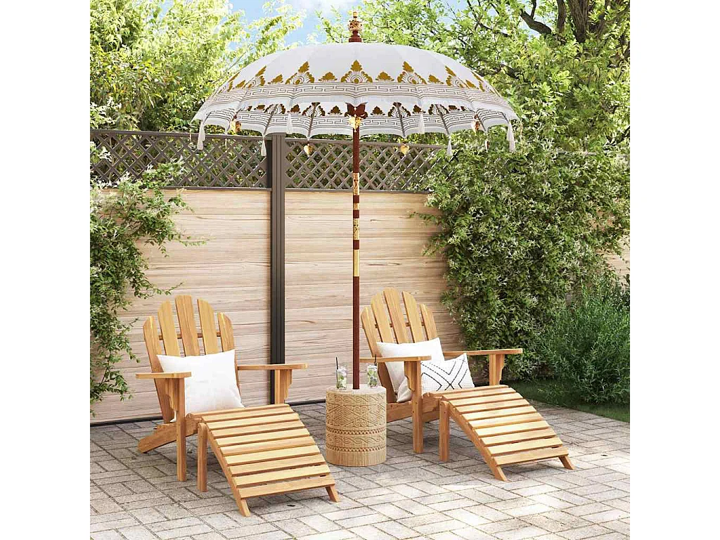 Parasol de jardin-Parasol balinais Crème (180-190) x 260 cm Coton et bois massif