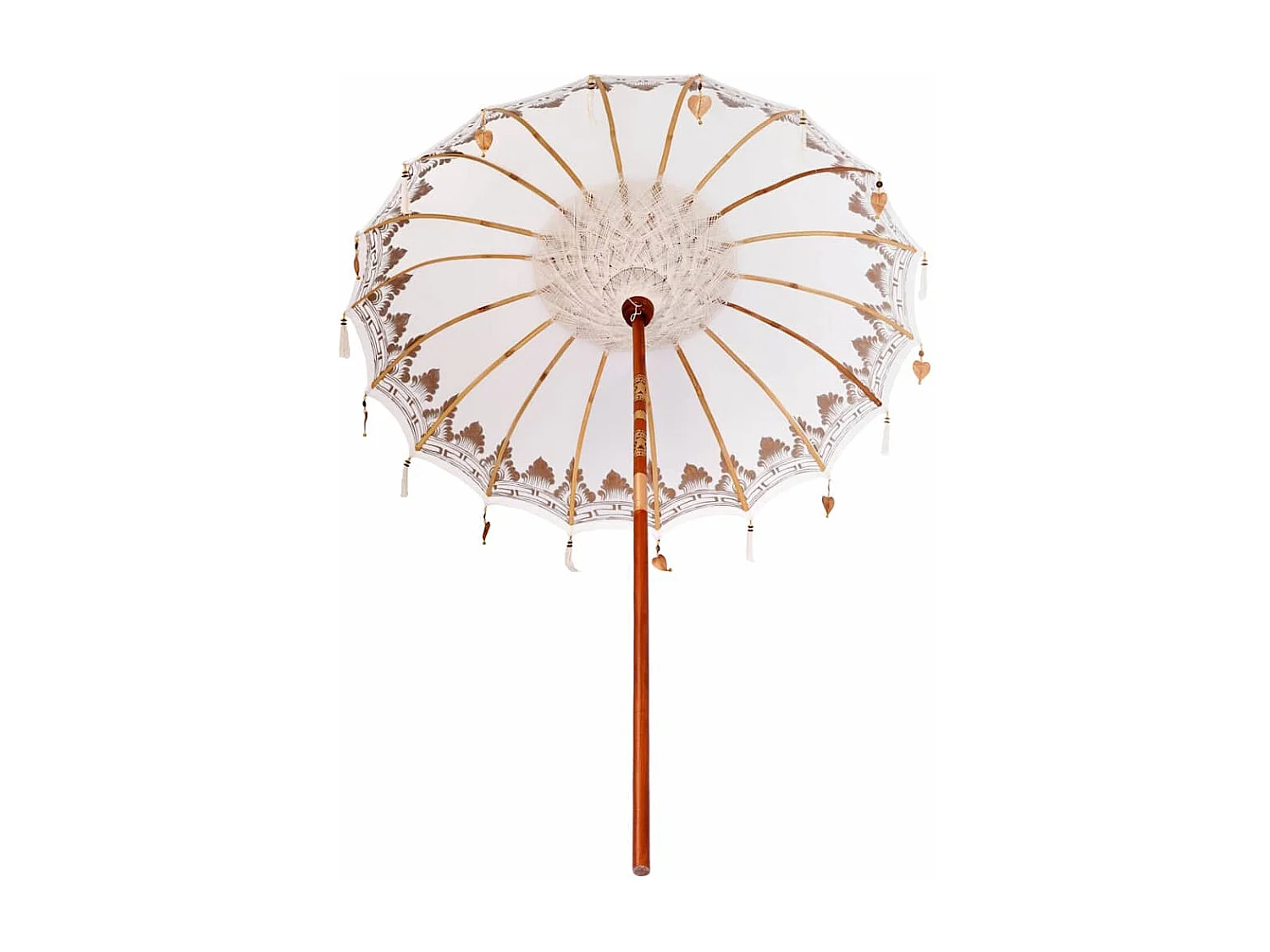 Parasol de jardin-Parasol balinais Crème (180-190) x 260 cm Coton et bois massif