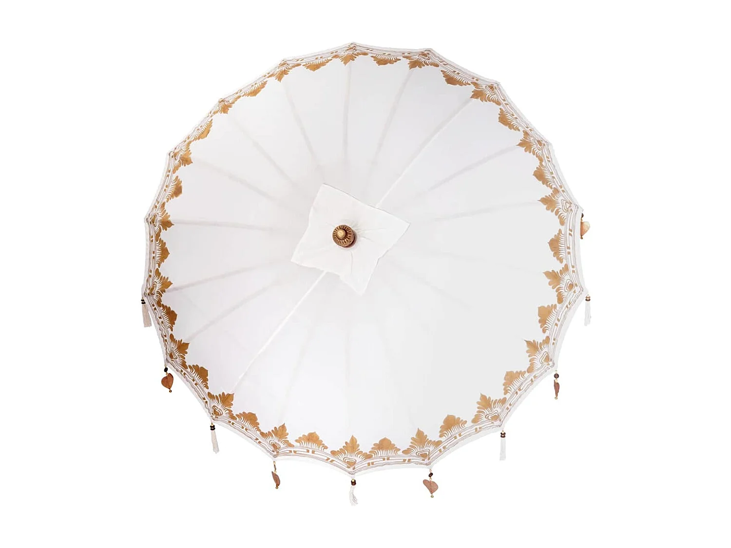 Parasol de jardin-Parasol balinais Crème (180-190) x 260 cm Coton et bois massif