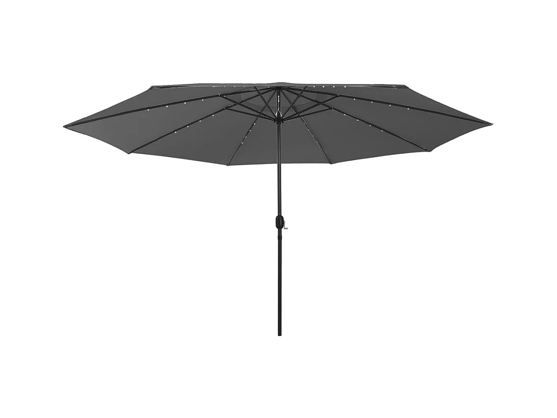 Parasol de jardin-Parasol d'extérieur avec lumières LED et mât en métal anthracite