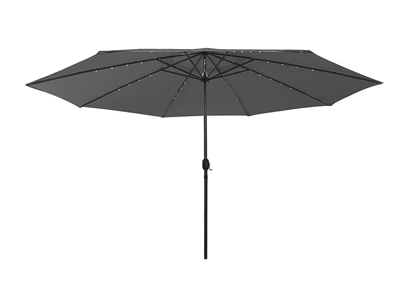 Parasol de jardin-Parasol d'extérieur avec lumières LED et mât en métal anthracite