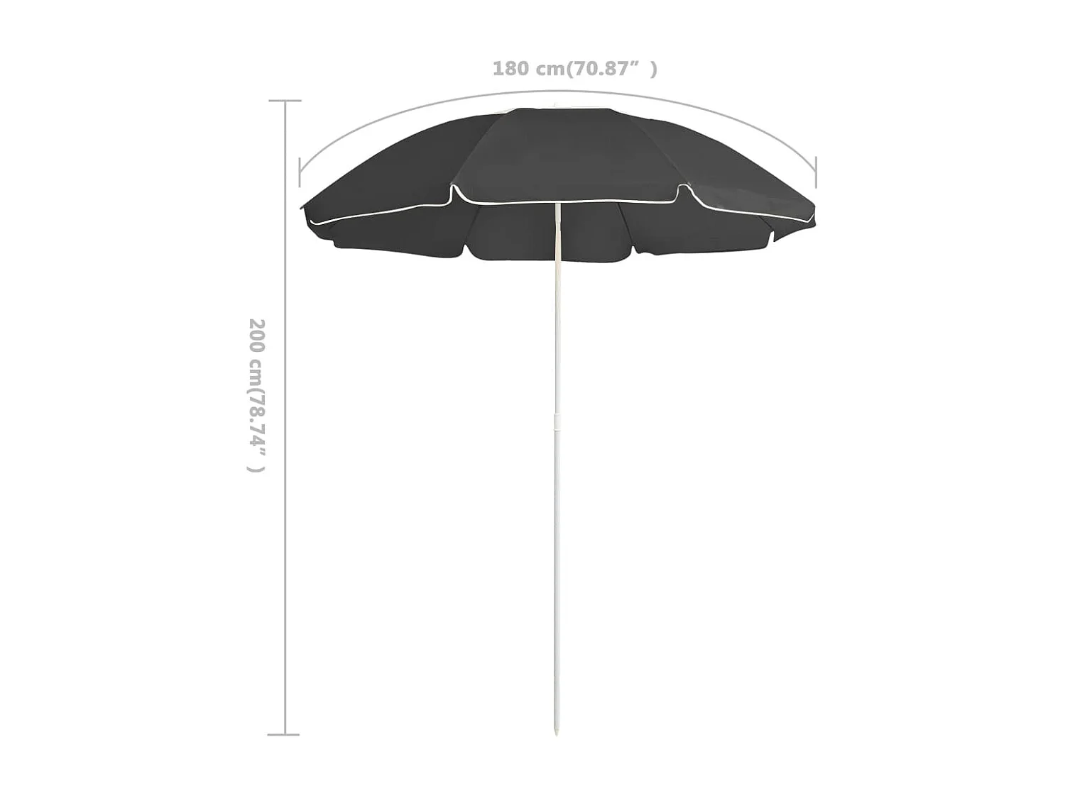 Parasol de jardin-Parasol d'extérieur avec mât en acier anthracite 180 cm