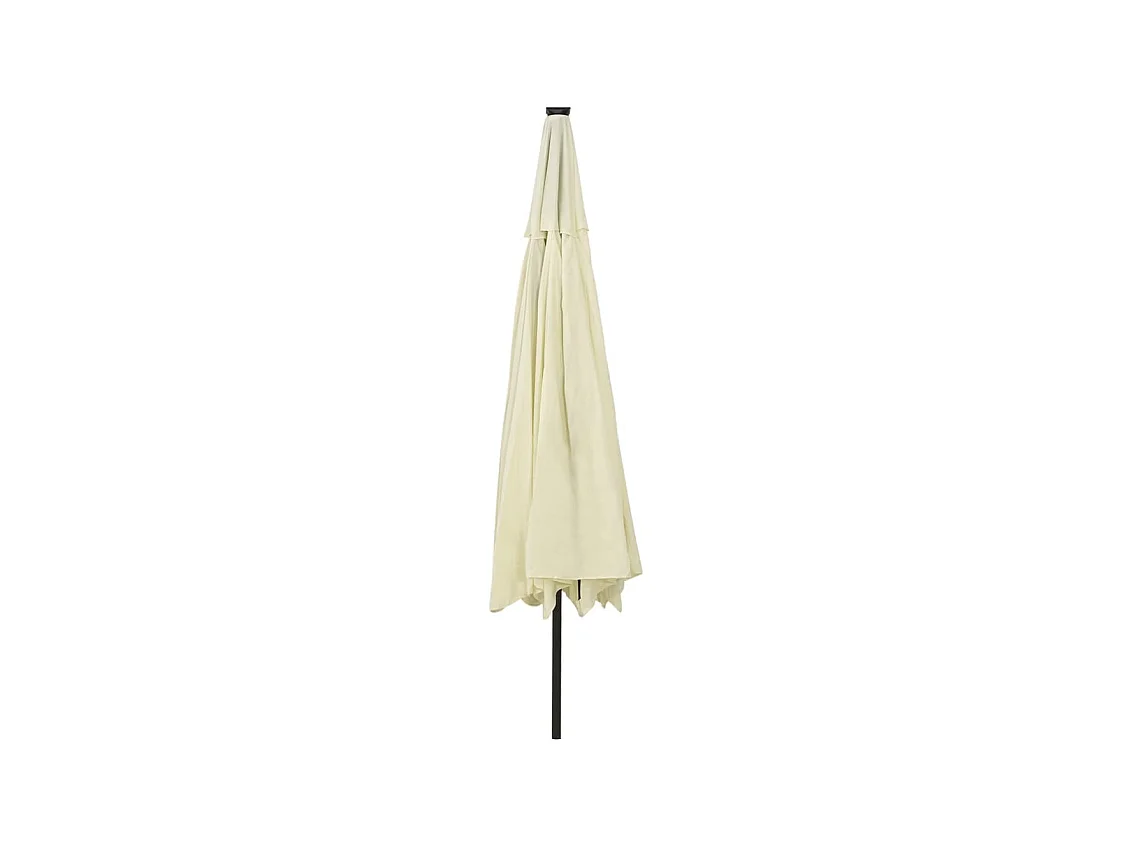 Parasol de jardin-Parasol d'extérieur avec lumières LED et mât en métal 400cm sable