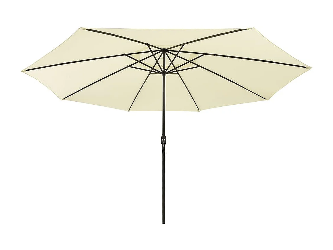 Parasol de jardin-Parasol d'extérieur avec lumières LED et mât en métal 400cm sable