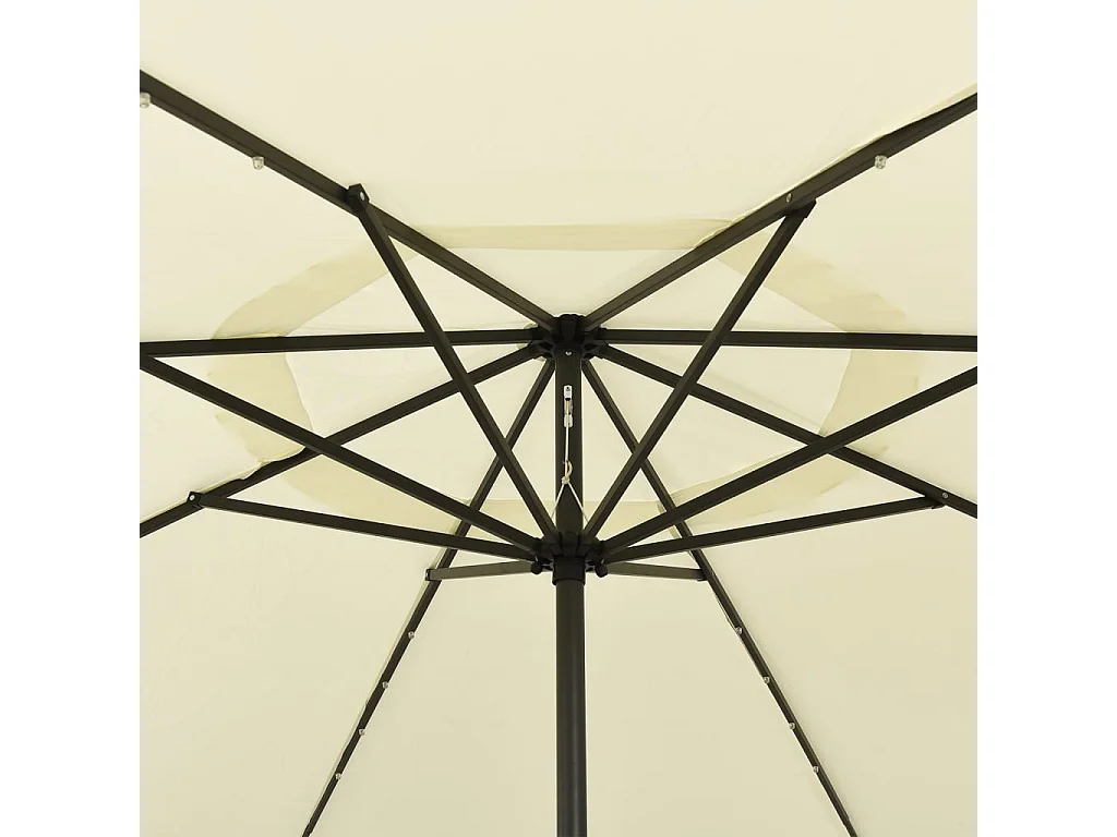 Parasol de jardin-Parasol d'extérieur avec lumières LED et mât en métal 400cm sable
