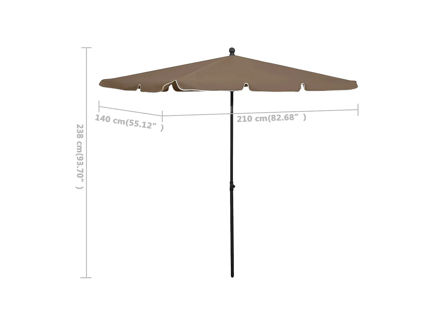 Parasol de jardin-Parasol d'extérieur avec mât 210x140 cm Taupe