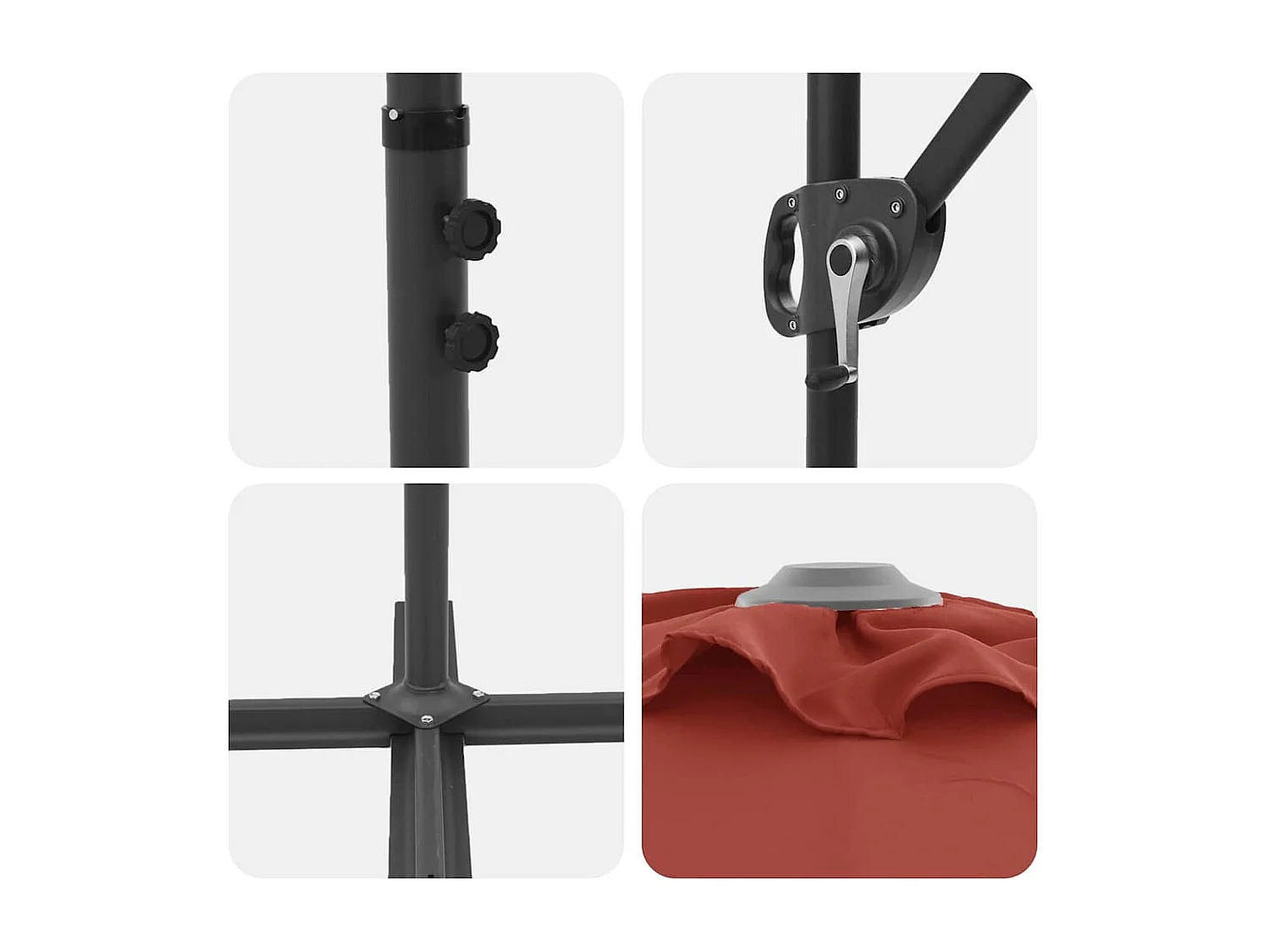 Parasol de jardin-Parasol cantilever de jardin Couleur terre cuite