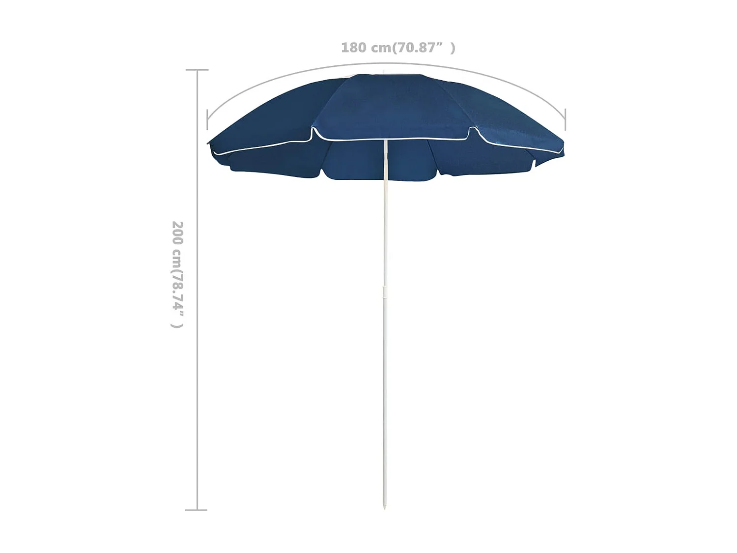 Parasol de jardin-Parasol d'extérieur avec mât en acier bleu 180 cm