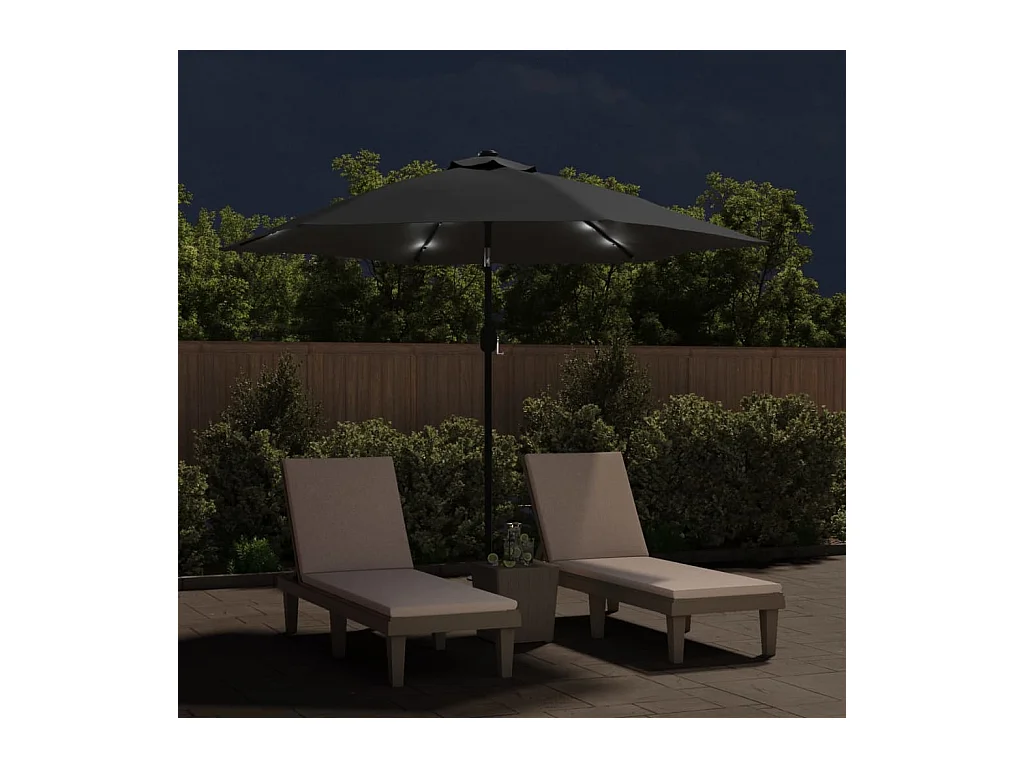 Parasol d'extérieur | Parasol de jardin avec LED et mât en acier 300 cm Anthracite