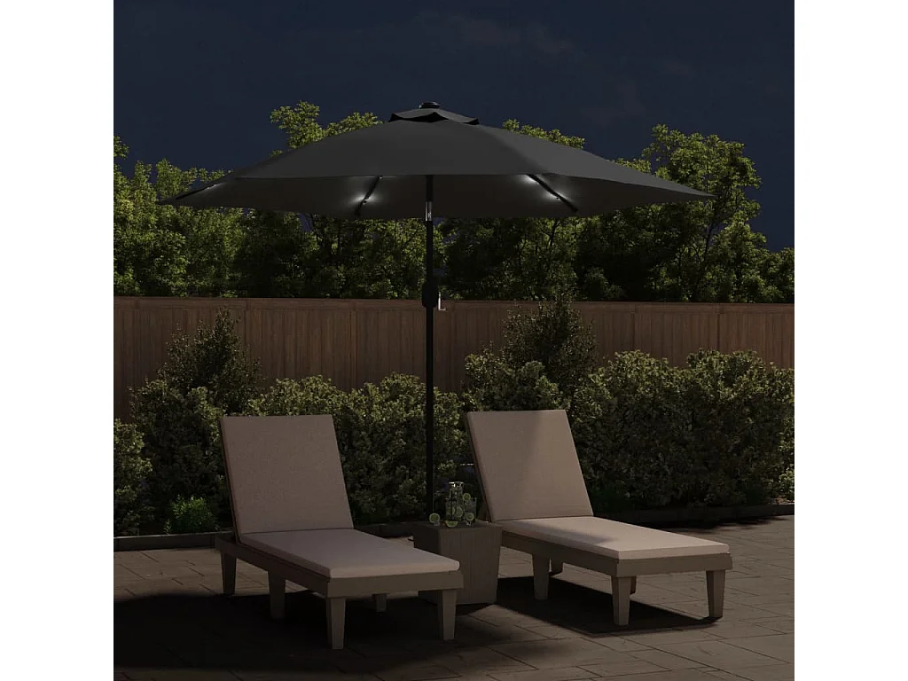 Parasol d'extérieur | Parasol de jardin avec LED et mât en acier 300 cm Anthracite