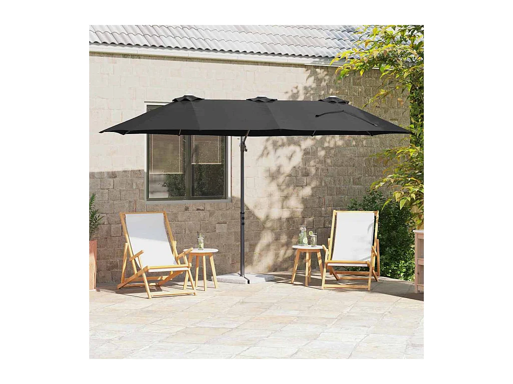 Parasol de jardin-Parasol cantilever de jardin Noir 372 x 198 x 243 cm