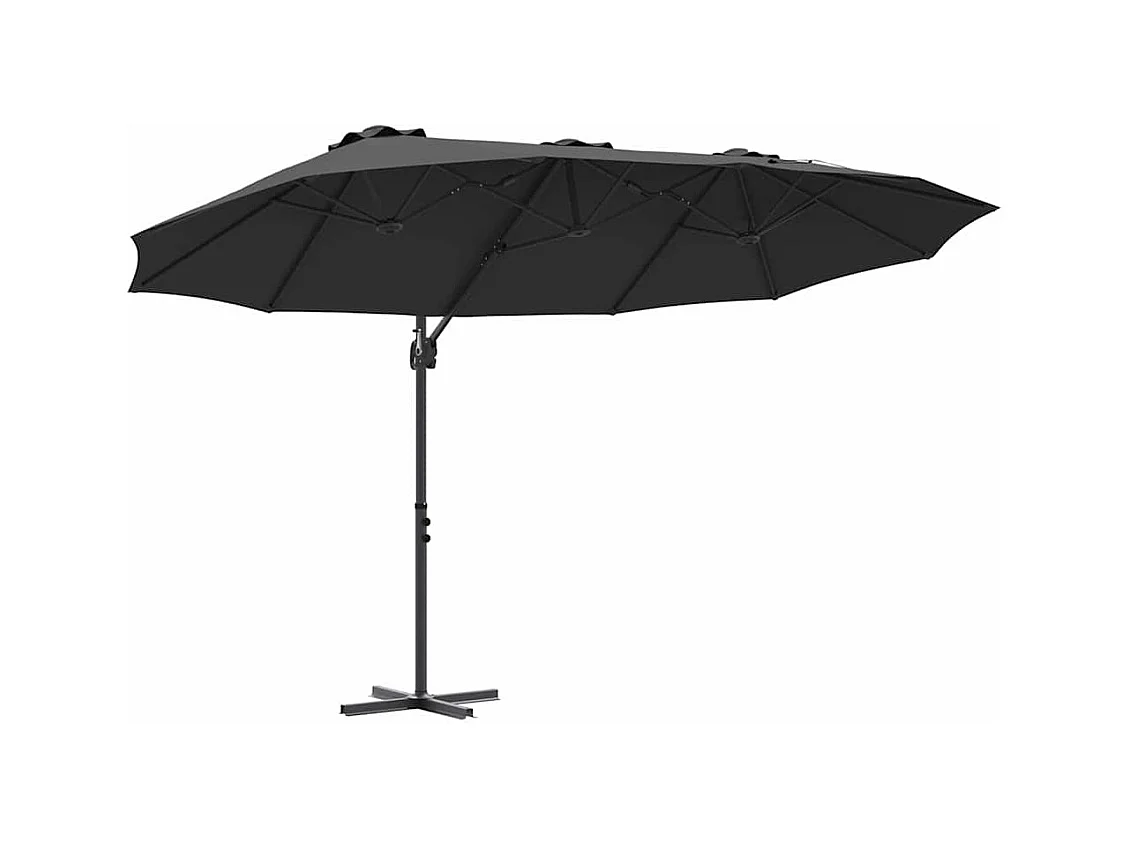 Parasol de jardin-Parasol cantilever de jardin Noir 372 x 198 x 243 cm