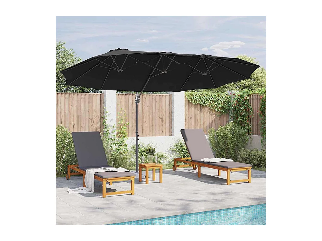 Parasol de jardin-Parasol cantilever de jardin Noir 372 x 198 x 243 cm