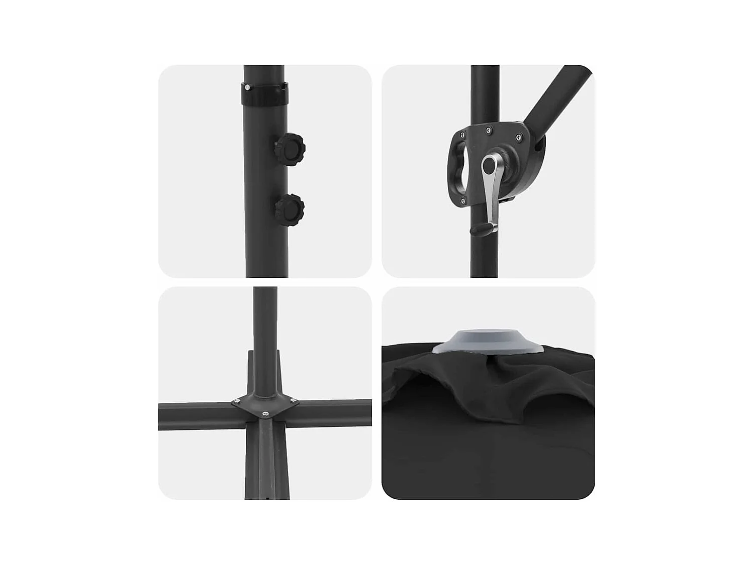 Parasol de jardin-Parasol cantilever de jardin Noir 372 x 198 x 243 cm