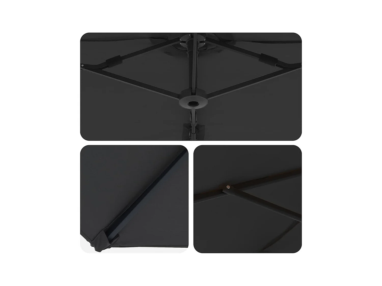 Parasol de jardin-Parasol cantilever de jardin Noir 372 x 198 x 243 cm