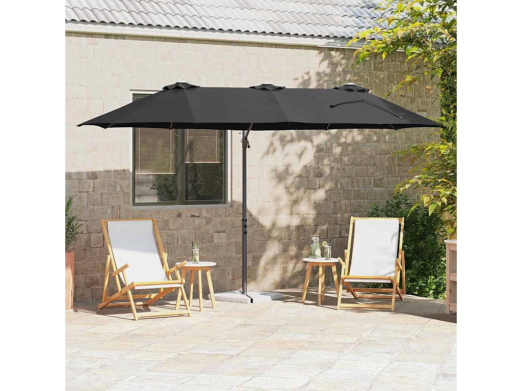 Parasol de jardin-Parasol cantilever de jardin Noir 372 x 198 x 243 cm
