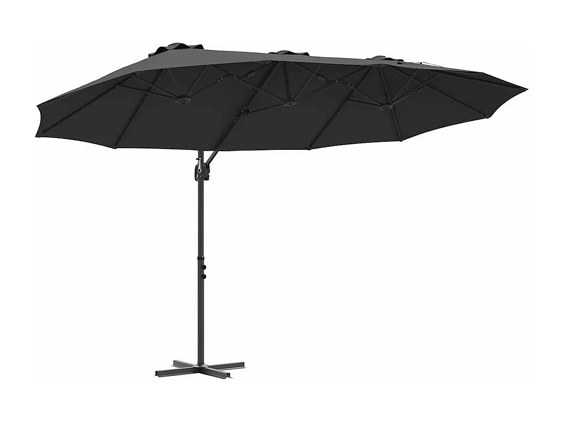 Parasol de jardin-Parasol cantilever de jardin Noir 372 x 198 x 243 cm