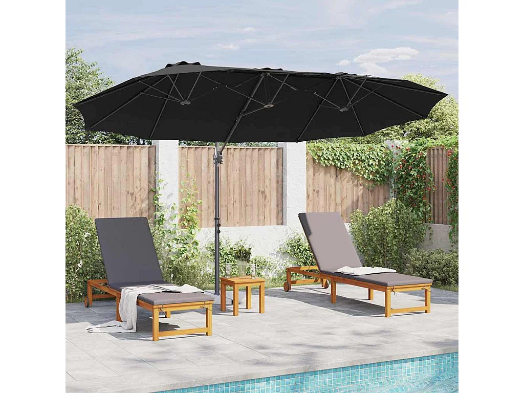 Parasol de jardin-Parasol cantilever de jardin Noir 372 x 198 x 243 cm
