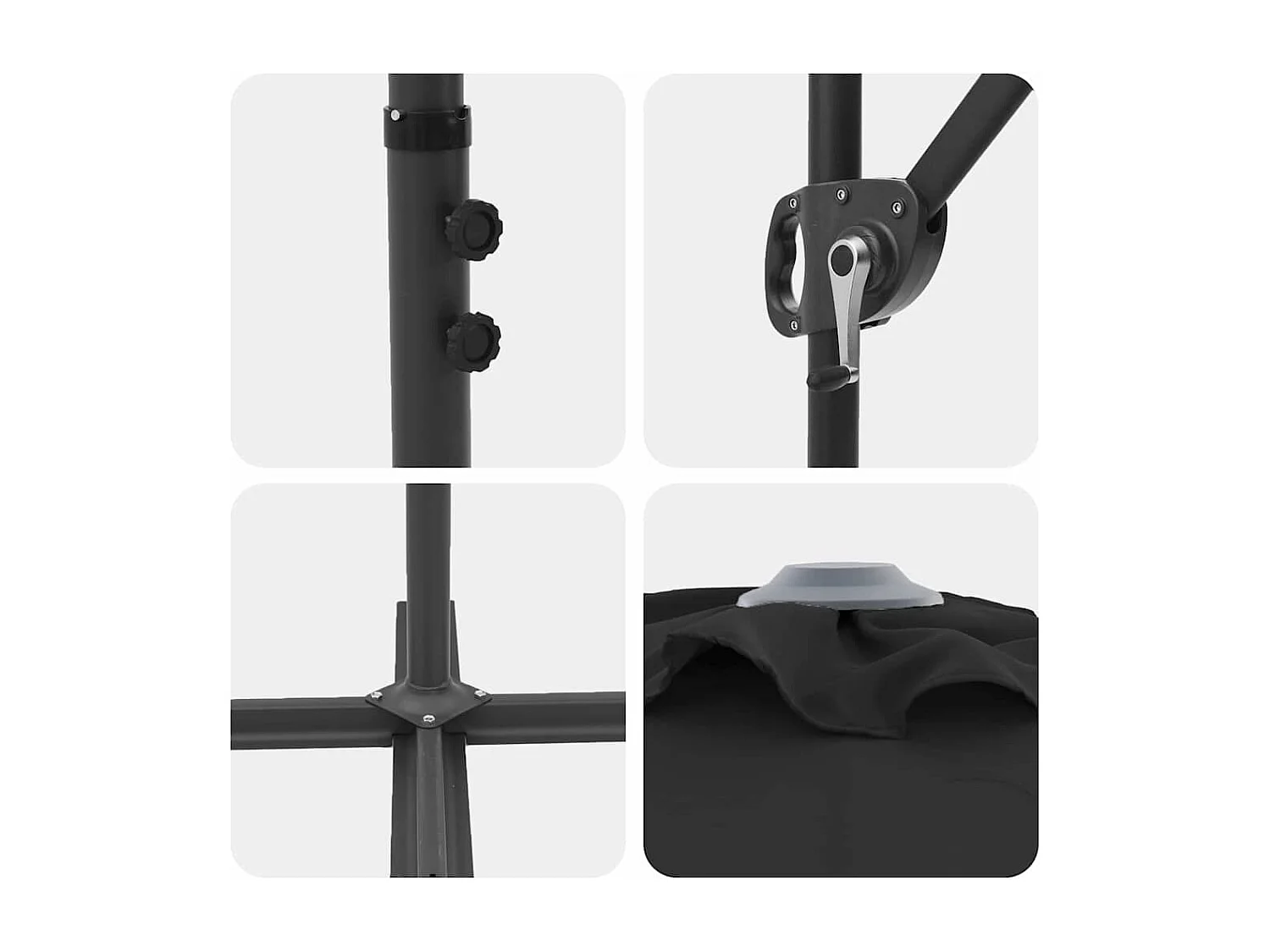 Parasol de jardin-Parasol cantilever de jardin Noir 372 x 198 x 243 cm