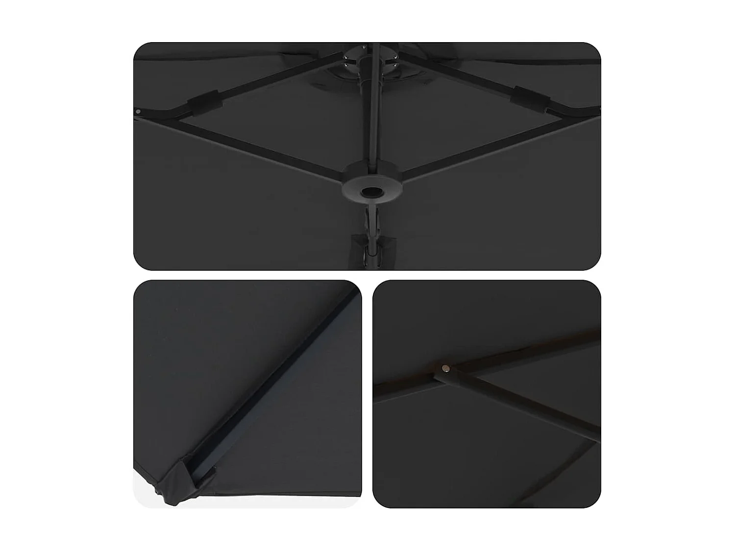 Parasol de jardin-Parasol cantilever de jardin Noir 372 x 198 x 243 cm