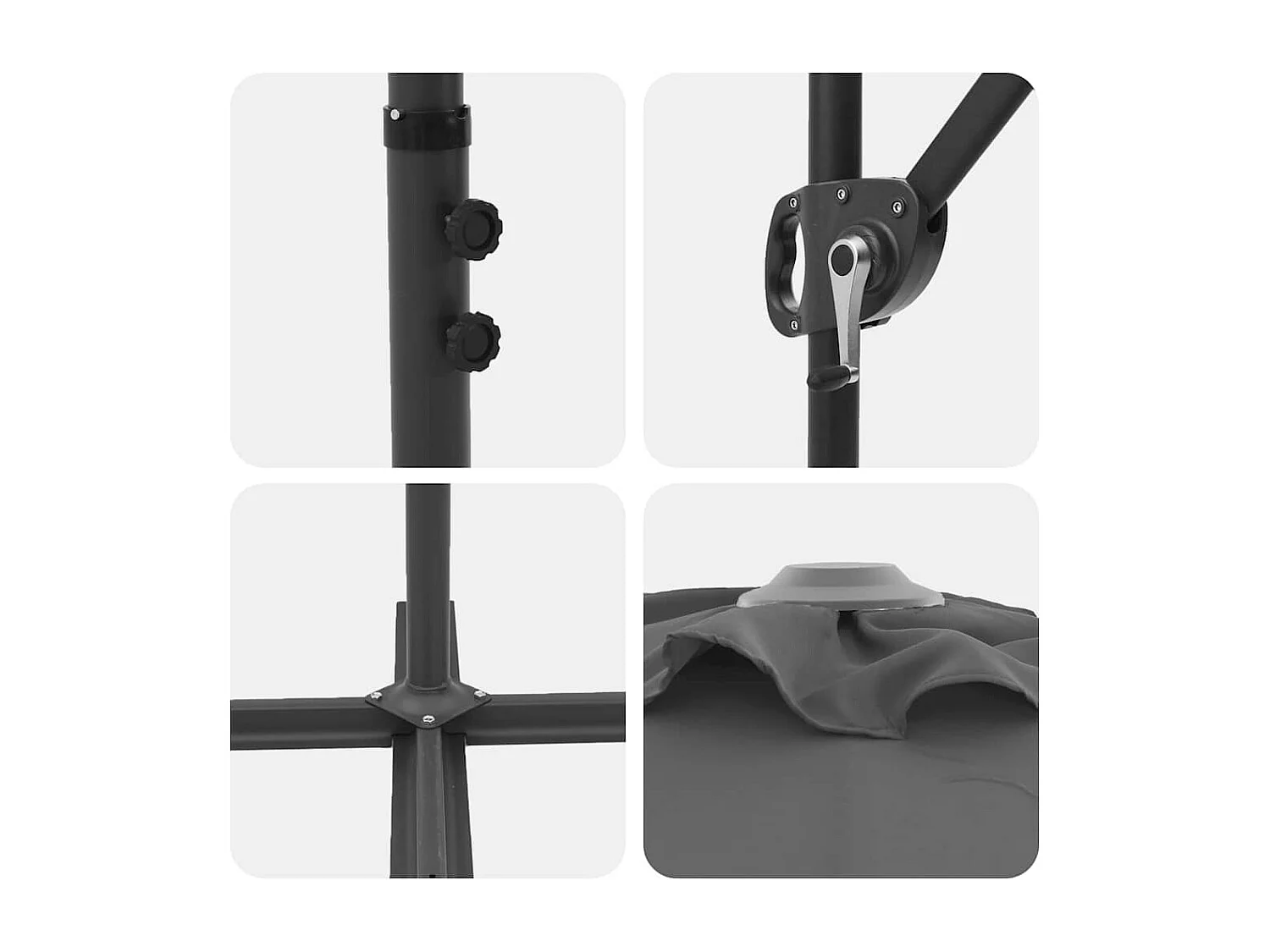 Parasol de jardin-Parasol cantilever de jardin Anthracite 372 x 198 x 243 cm