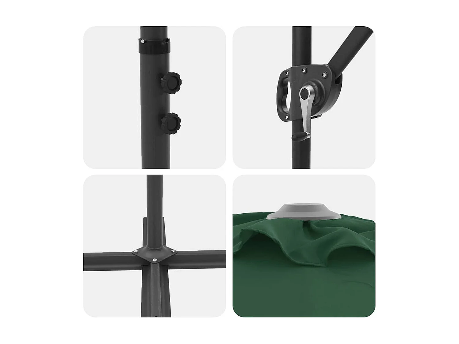 Parasol de jardin-Parasol cantilever de jardin Vert 372 x 198 x 243 cm