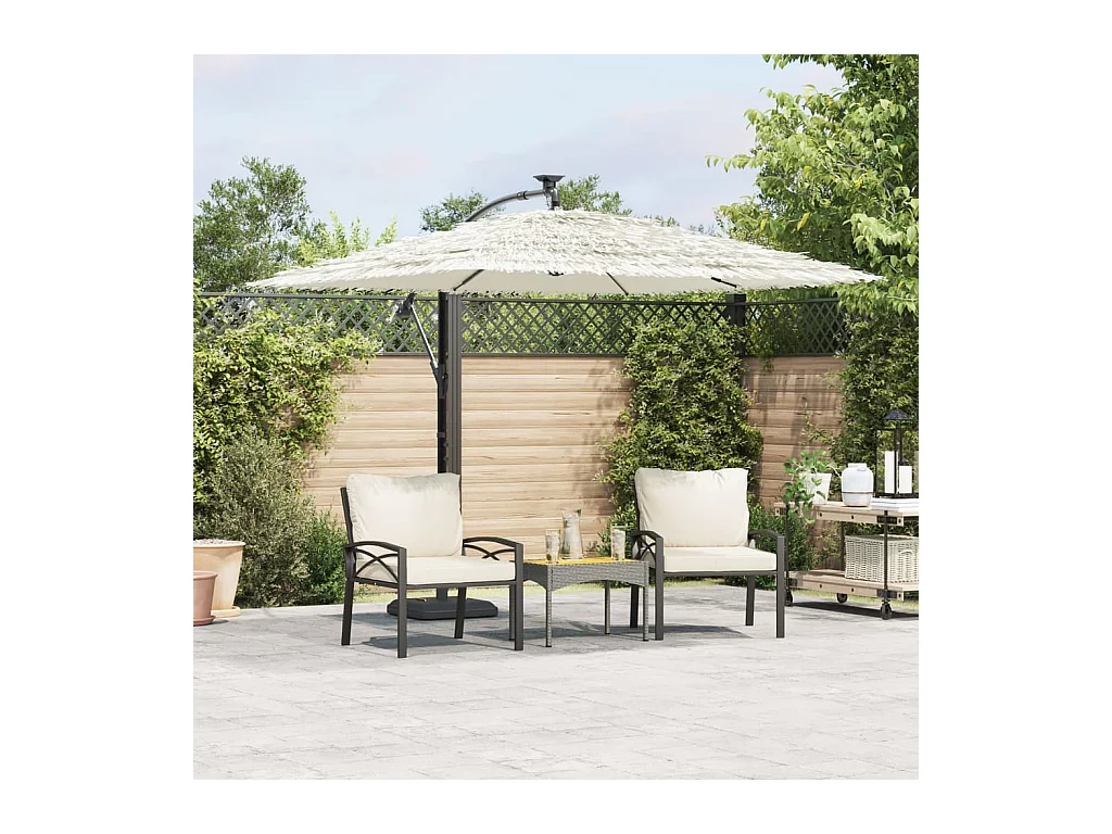 Parasol de jardin-Parasol d'extérieur avec mât en acier blanc 246x246x230 cm