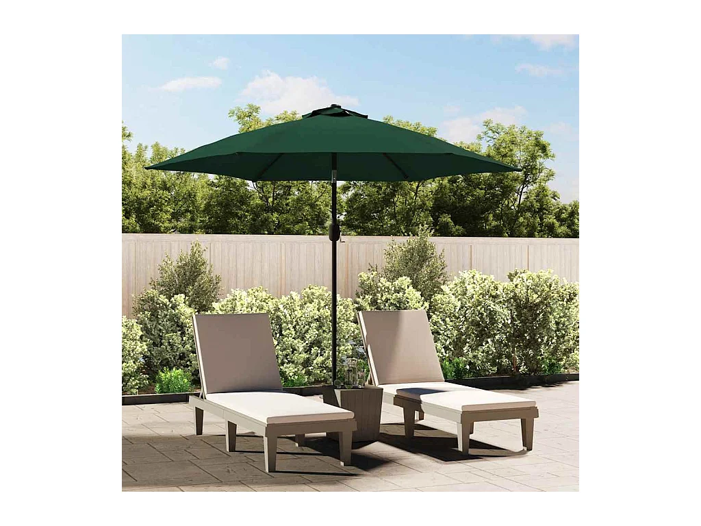 Parasol de jardin en porte-à-faux avec LED 3 m vert