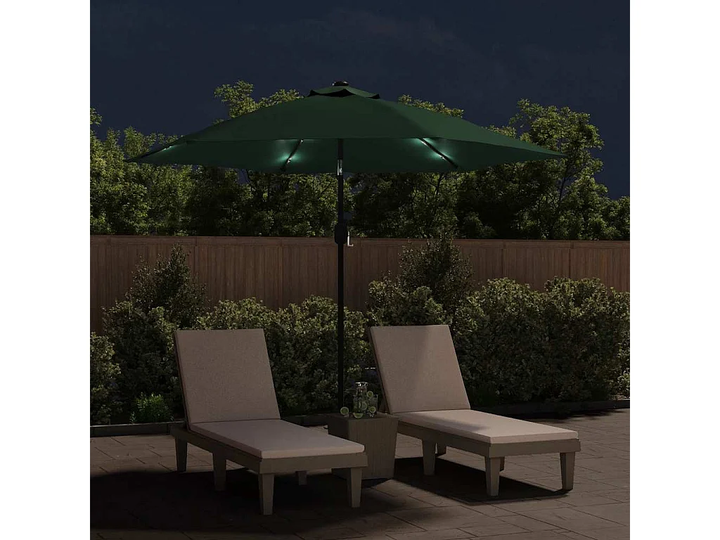 Parasol de jardin en porte-à-faux avec LED 3 m vert