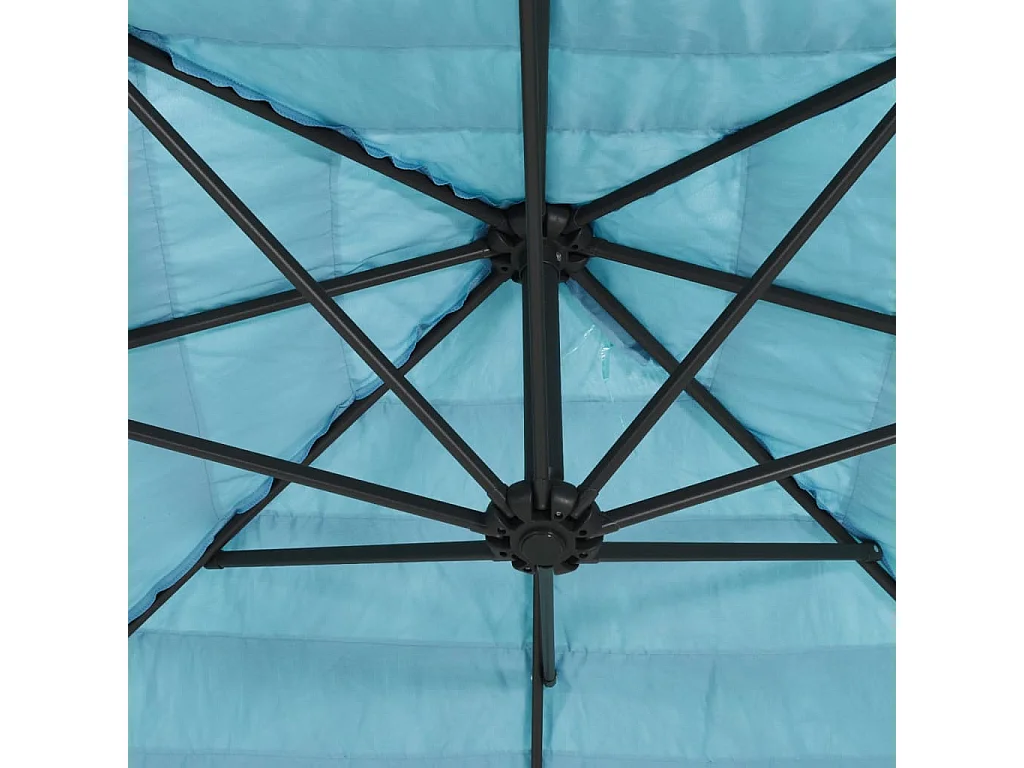 Parasol de jardin-Parasol d'extérieur avec mât en acier bleu 388x388x248 cm