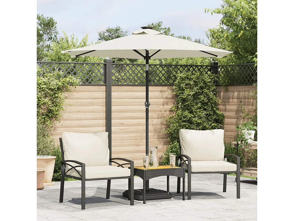 Parasol de jardin-Parasol d'extérieur avec mât en acier blanc 225x225x212 cm