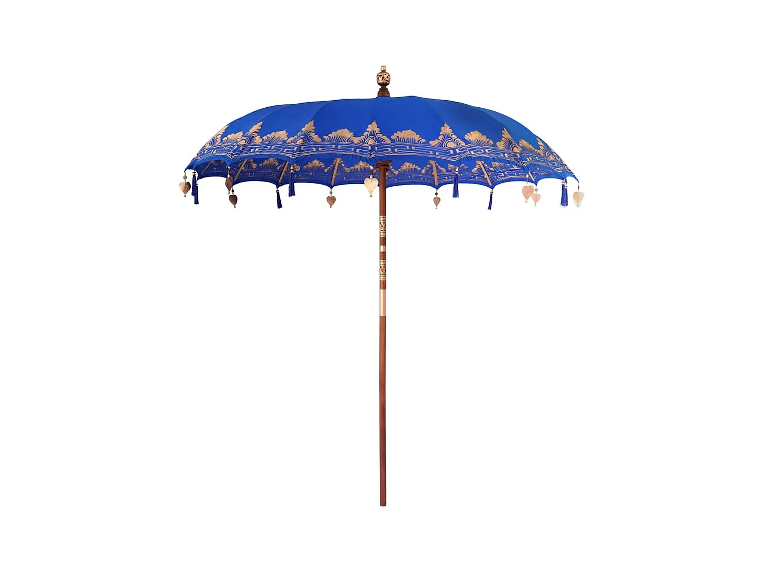 Parasol de jardin-Parasol balinais Bleu (210-220) x 260 cm Coton et bois massif
