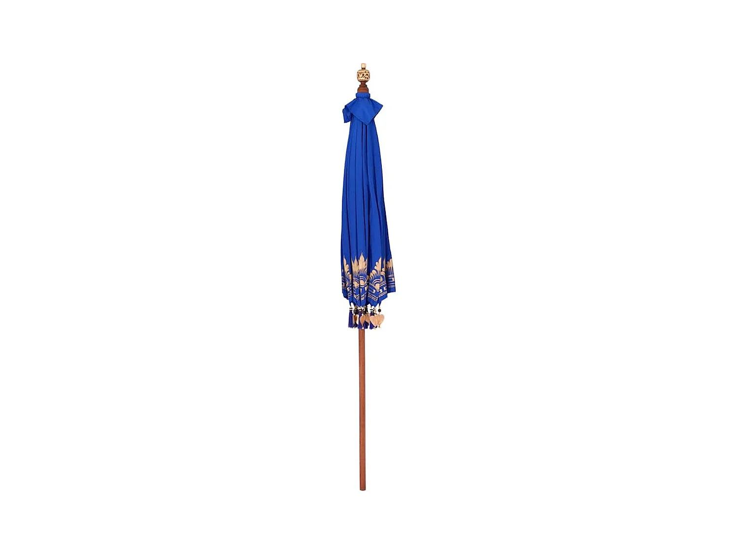 Parasol de jardin-Parasol balinais Bleu (210-220) x 260 cm Coton et bois massif
