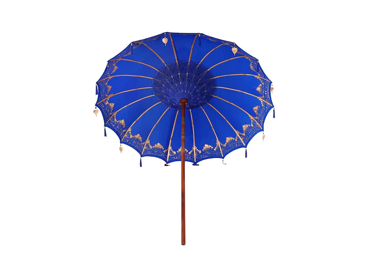 Parasol de jardin-Parasol balinais Bleu (210-220) x 260 cm Coton et bois massif