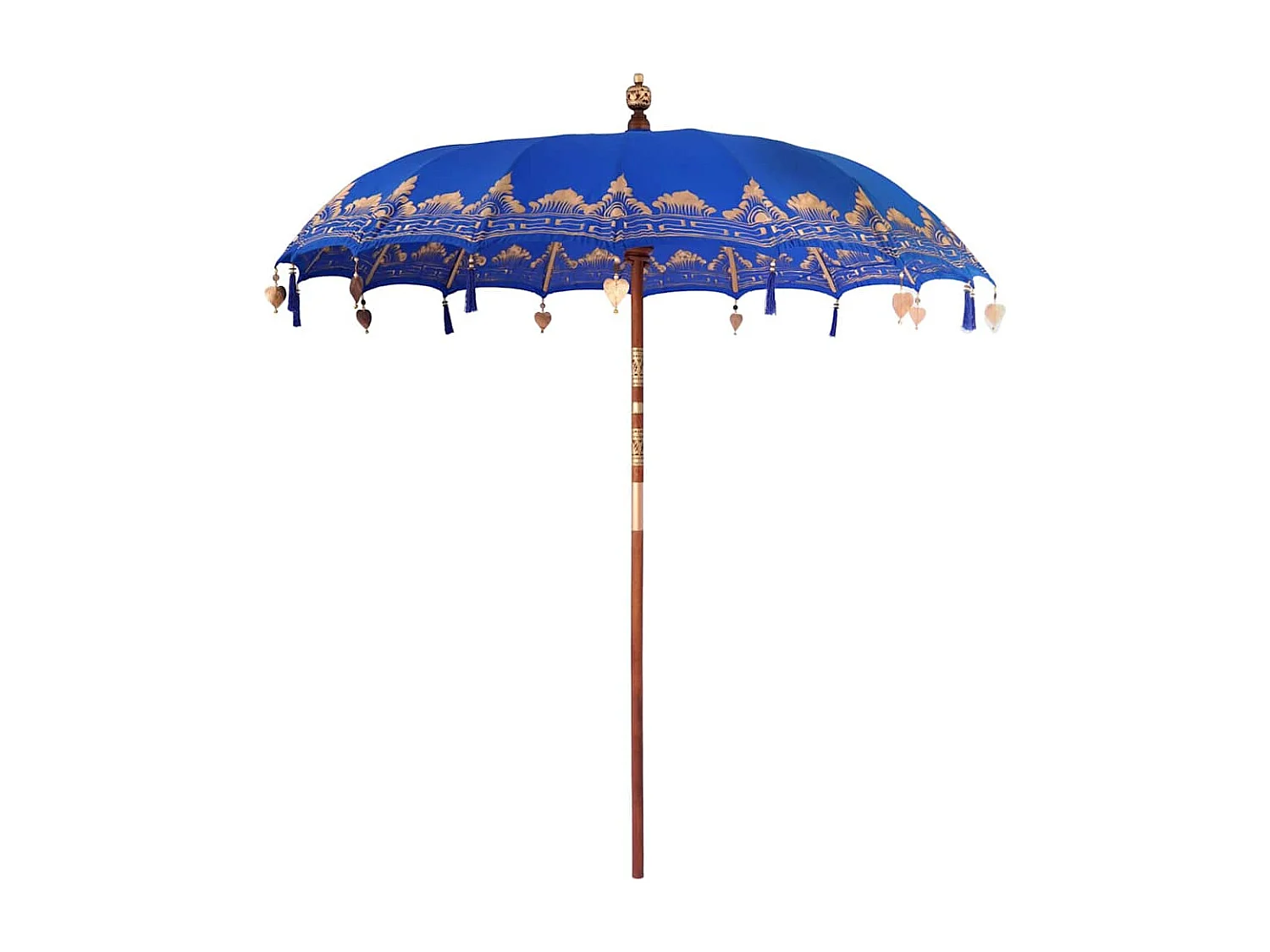 Parasol de jardin-Parasol balinais Bleu (210-220) x 260 cm Coton et bois massif