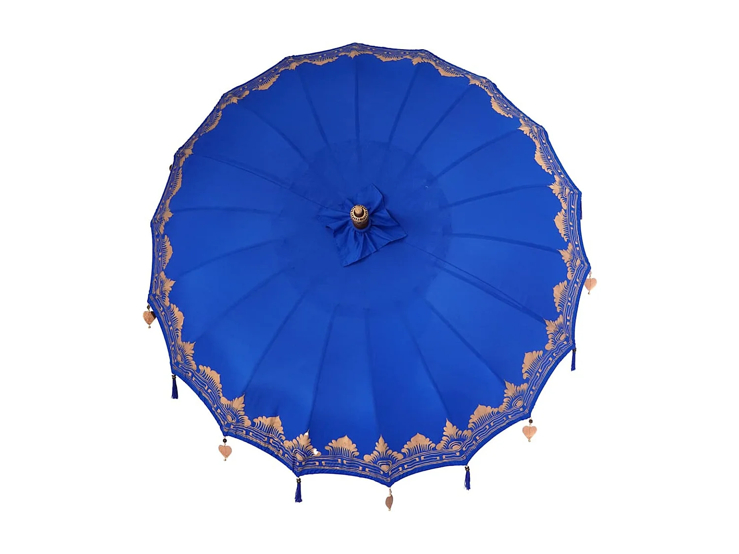 Parasol de jardin-Parasol balinais Bleu (210-220) x 260 cm Coton et bois massif