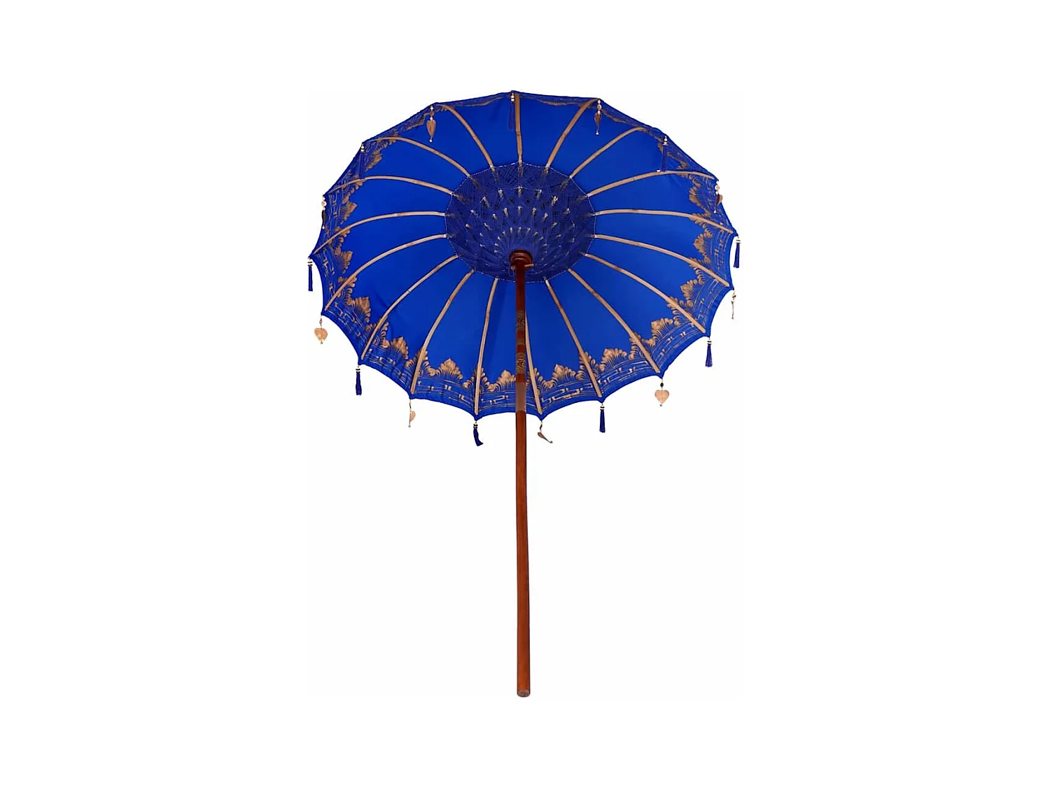 Parasol de jardin-Parasol balinais Bleu (180-190) x 260 cm Coton et bois massif