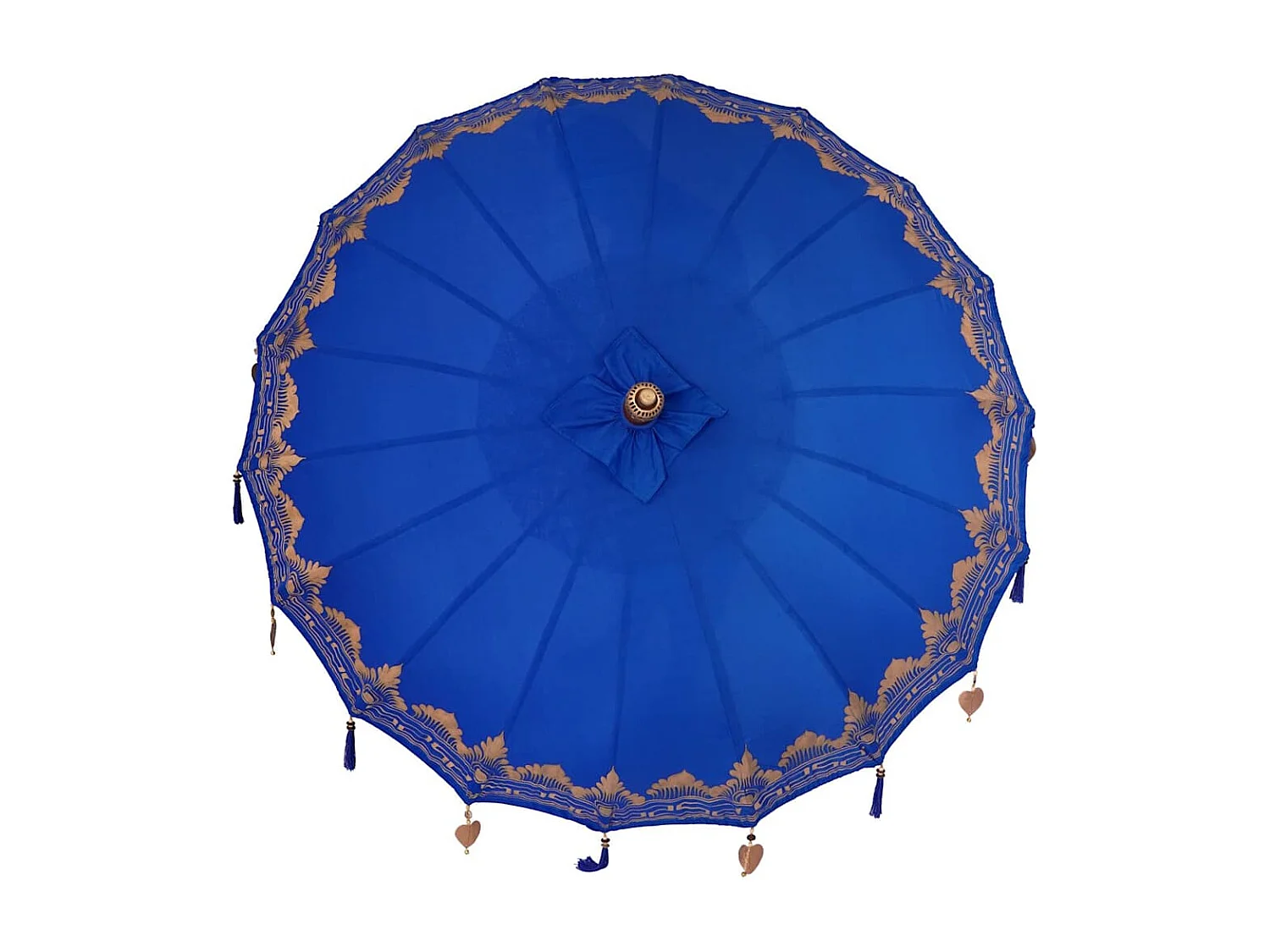 Parasol de jardin-Parasol balinais Bleu (180-190) x 260 cm Coton et bois massif