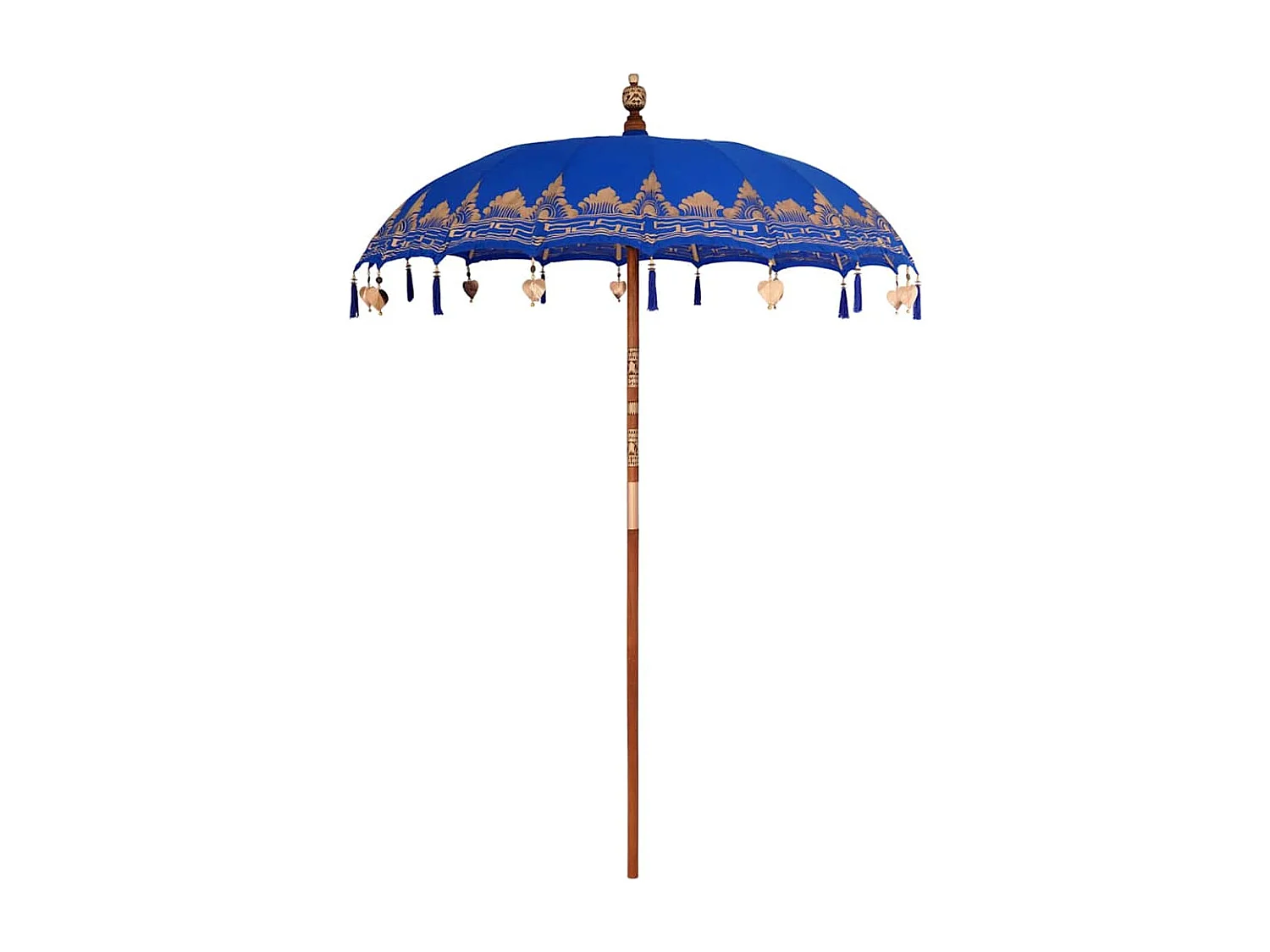 Parasol de jardin-Parasol balinais Bleu (180-190) x 260 cm Coton et bois massif