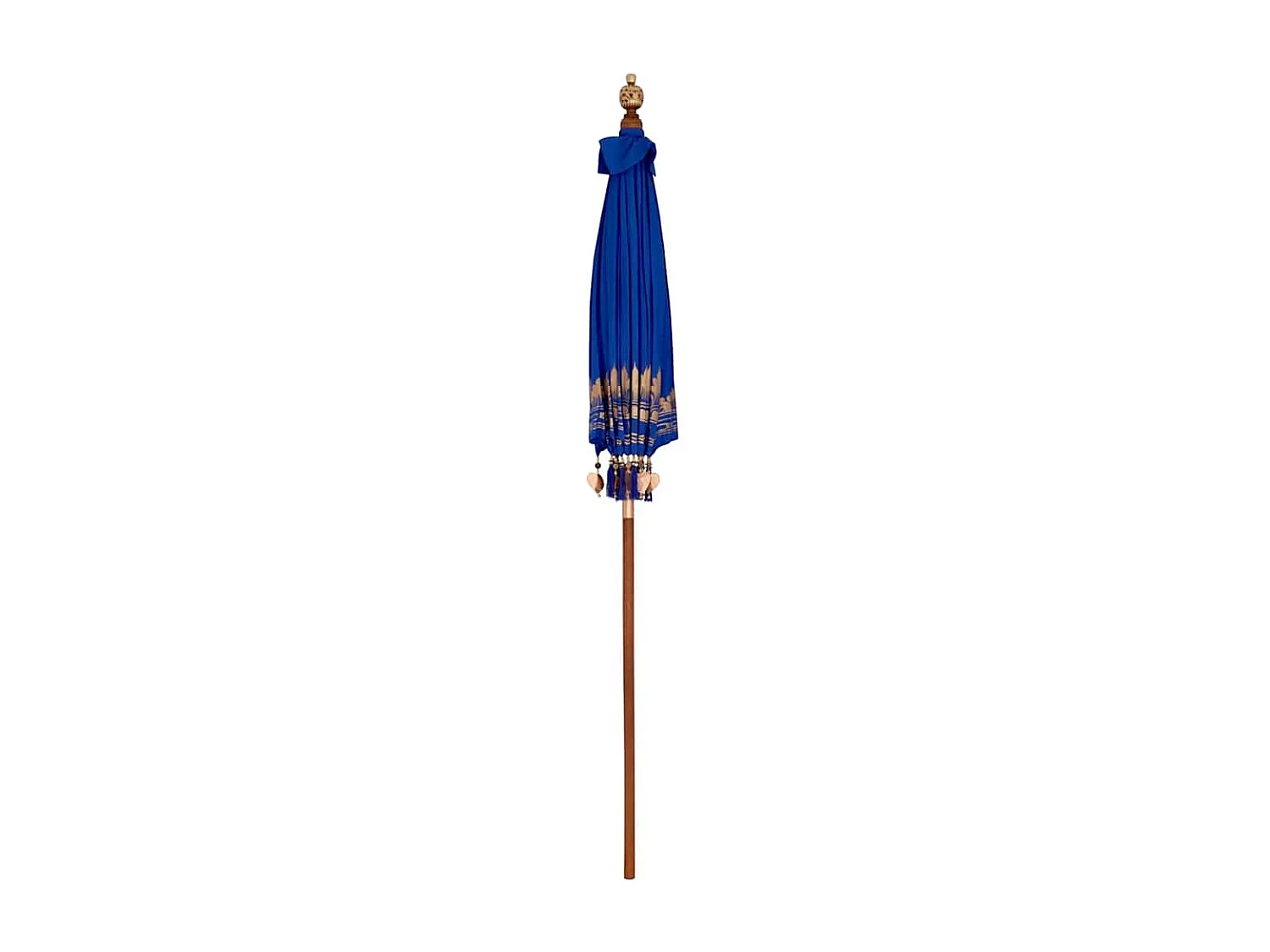 Parasol de jardin-Parasol balinais Bleu (180-190) x 260 cm Coton et bois massif