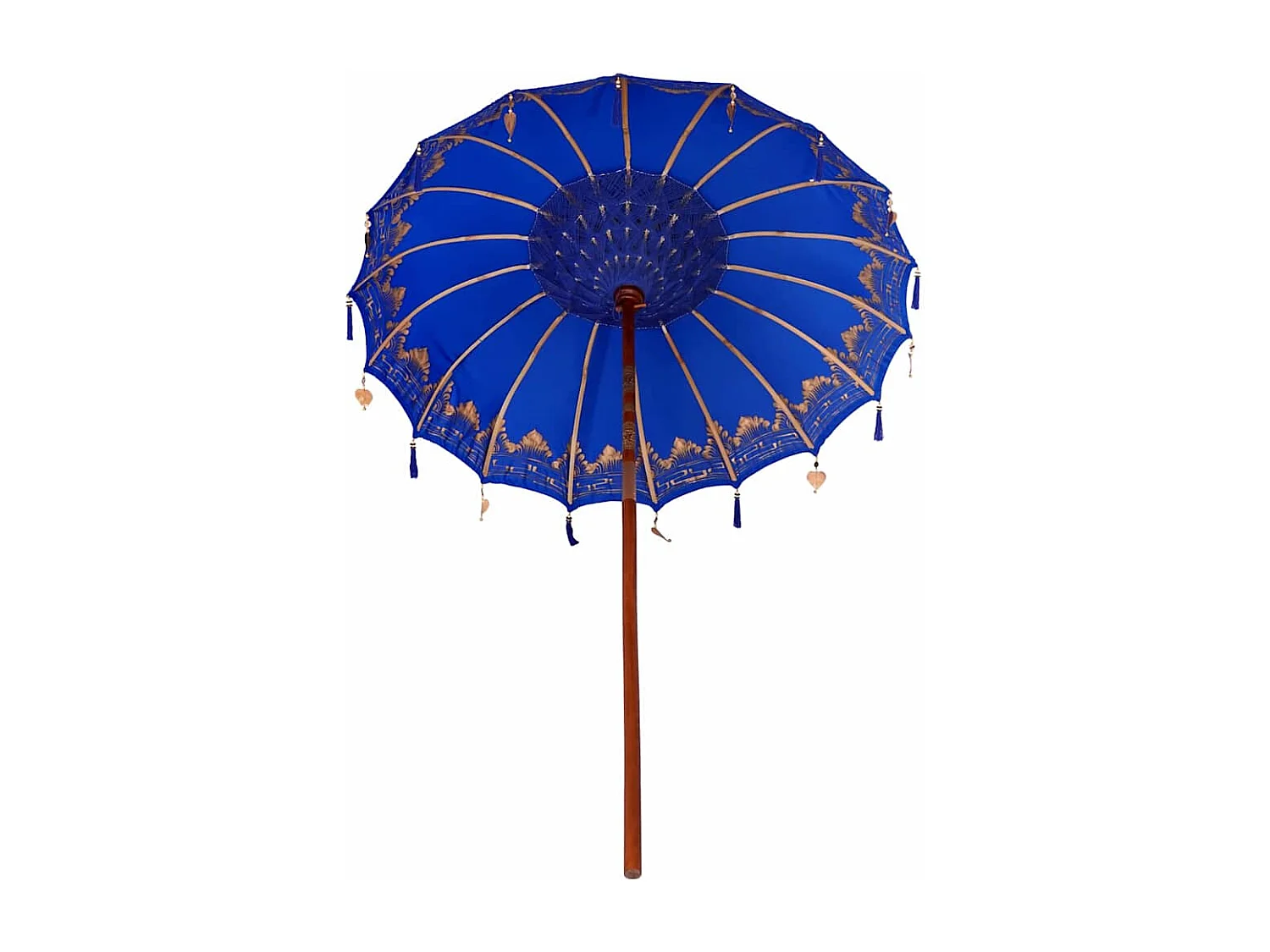 Parasol de jardin-Parasol balinais Bleu (180-190) x 260 cm Coton et bois massif