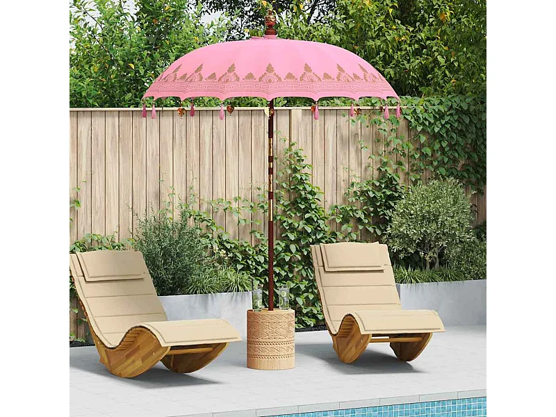 Parasol de jardin-Parasol balinais Rose (180-190) x 260 cm Coton et bois massif