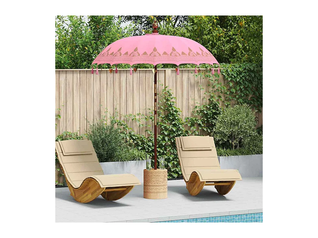 Parasol de jardin-Parasol balinais Rose (180-190) x 260 cm Coton et bois massif