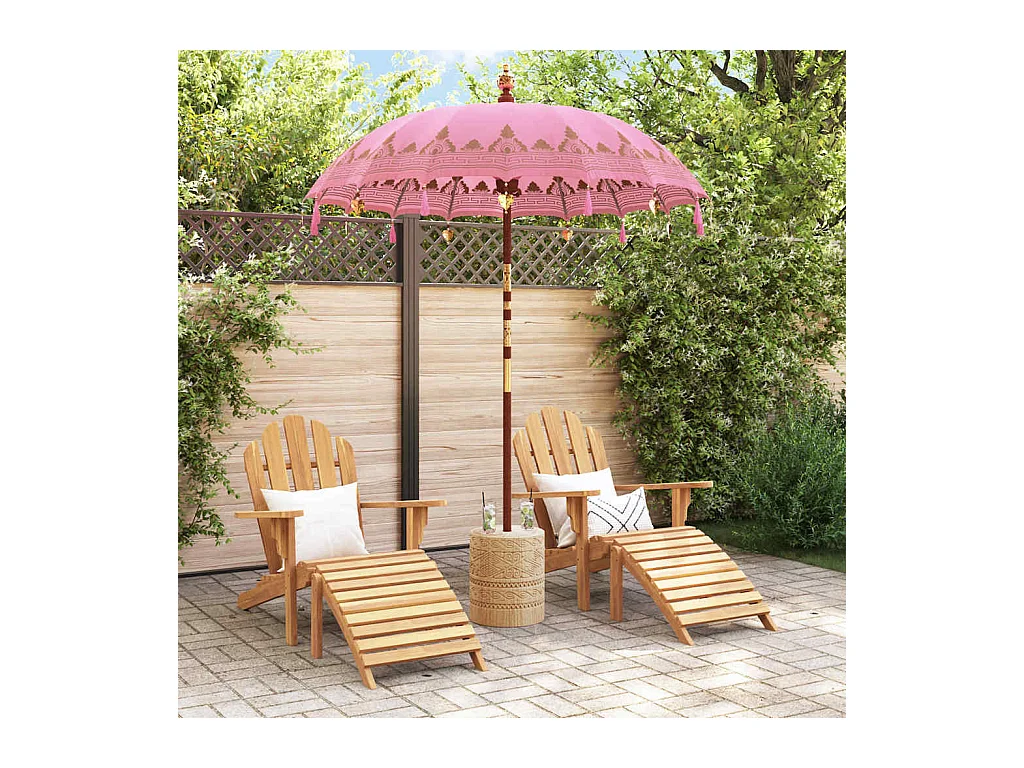 Parasol de jardin-Parasol balinais Rose (180-190) x 260 cm Coton et bois massif