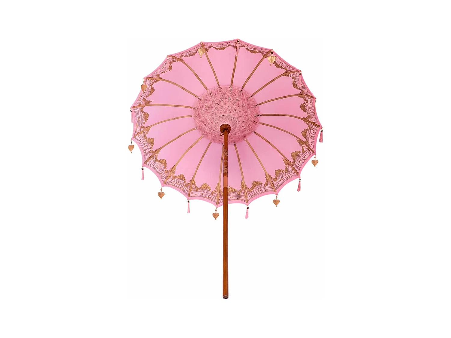 Parasol de jardin-Parasol balinais Rose (180-190) x 260 cm Coton et bois massif