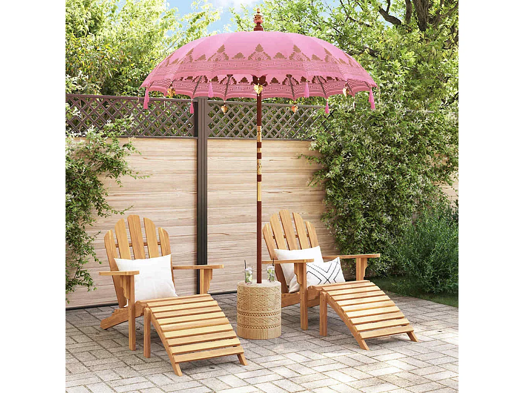 Parasol de jardin-Parasol balinais Rose (180-190) x 260 cm Coton et bois massif